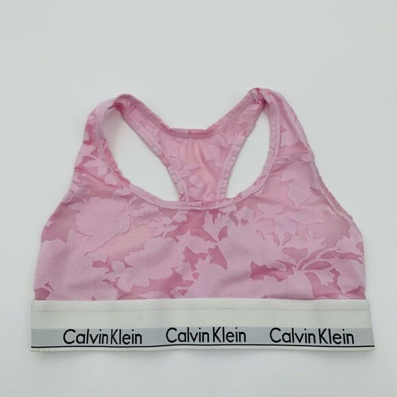 CALVIN KLEIN WO MODERN PRINTED UNLINED BRALETTE FLORAL BURNOUT AURELIE - Picture 2 of 3